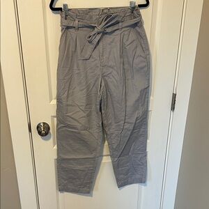 LOFT Slate Tie-Waist Cropped Pants